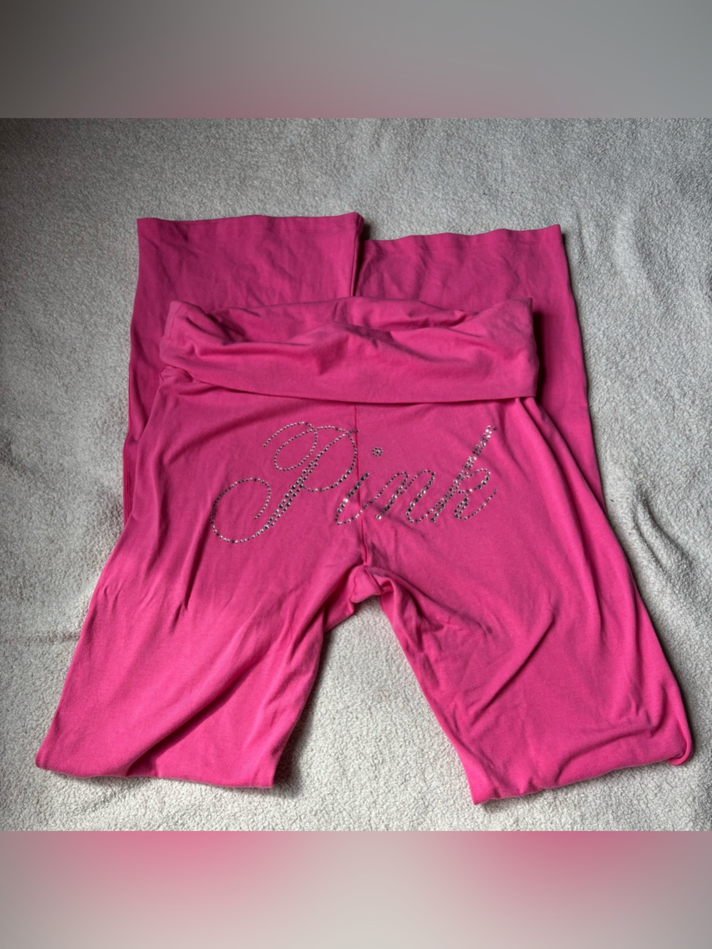 Victoria’s Secret PINK foldover flare leggings rhinstone size large